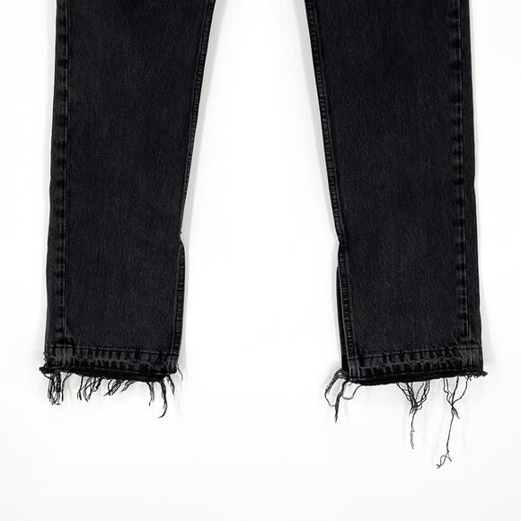RE/DONE 70s High Rise Skinny Bootcut Jeans Washed Black Raw Hem Women’s Size 27 - Picture 4 of 8